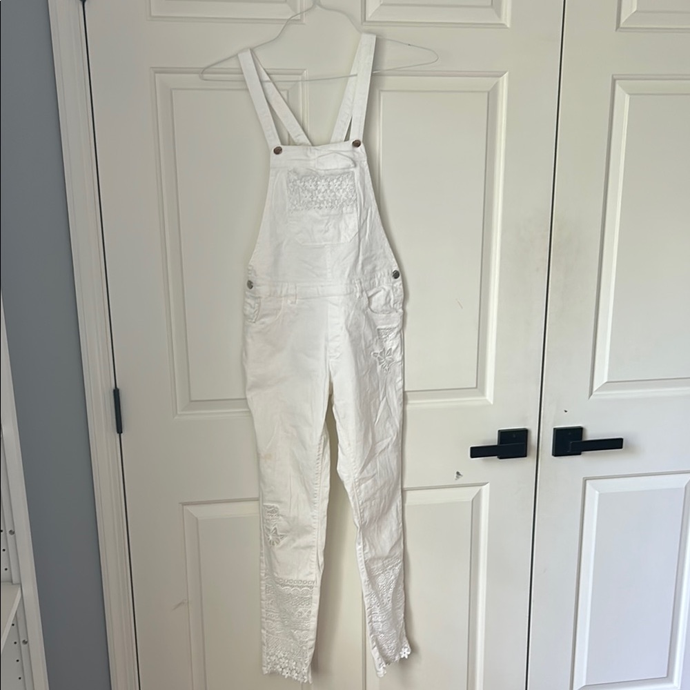 Mayoral Girls White Overalls Classic Bib Design, size 16🌿